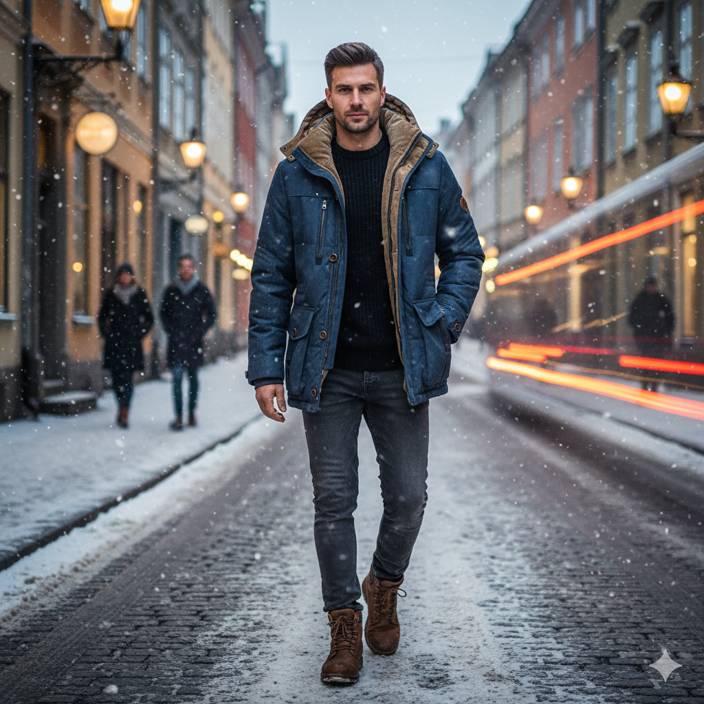 Chaqueta de Invierno para Hombre Aislada con Varios Bolsillos