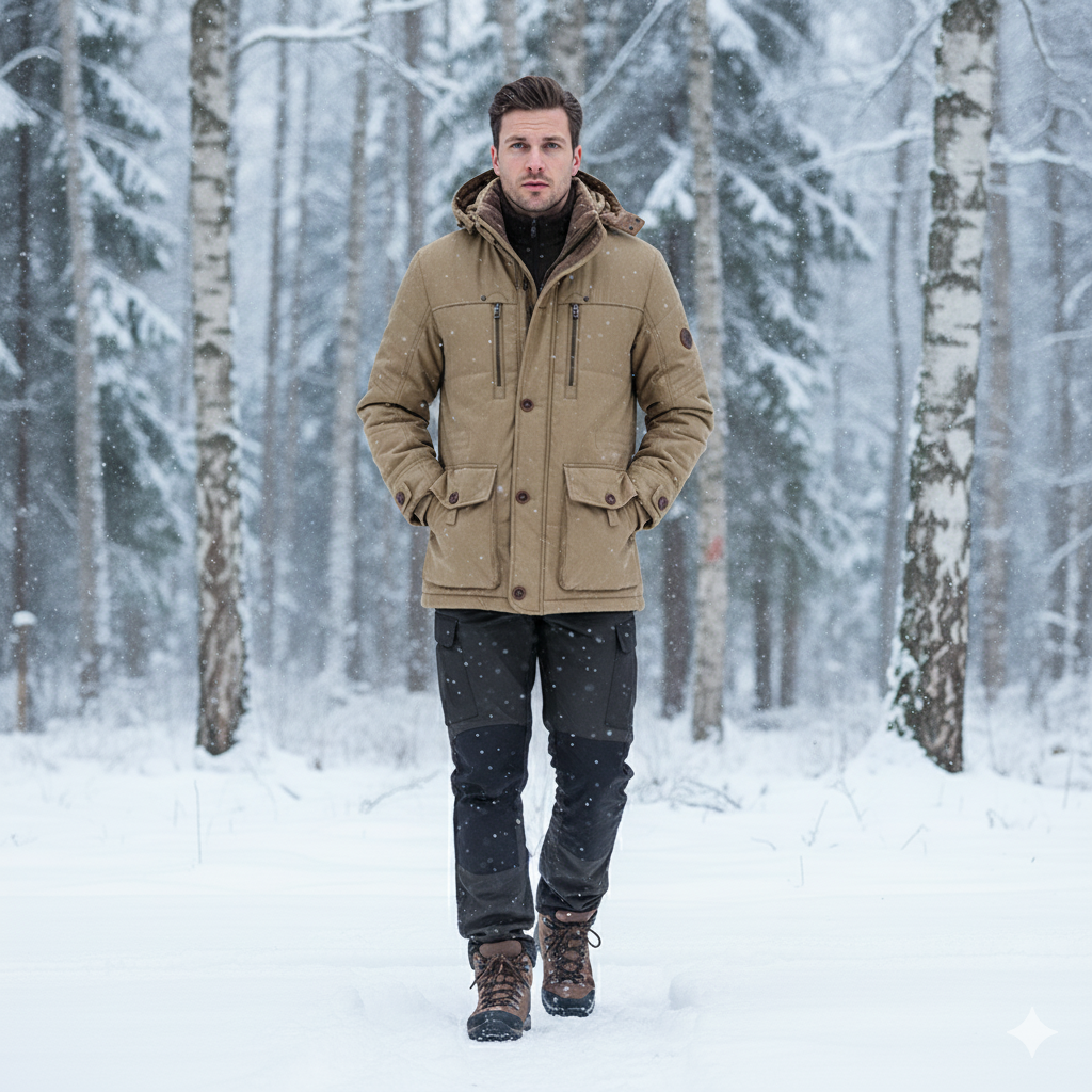 Chaqueta de Invierno para Hombre Aislada con Varios Bolsillos