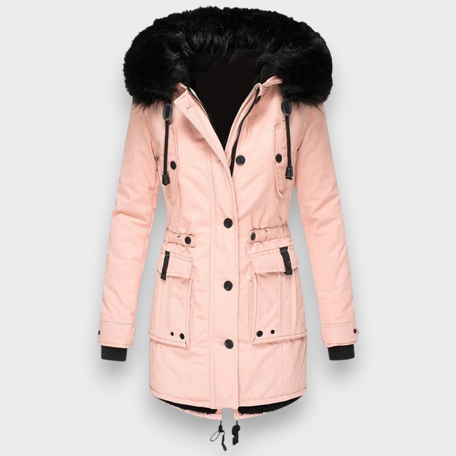 Elegante abrigo de invierno para mujer con capucha