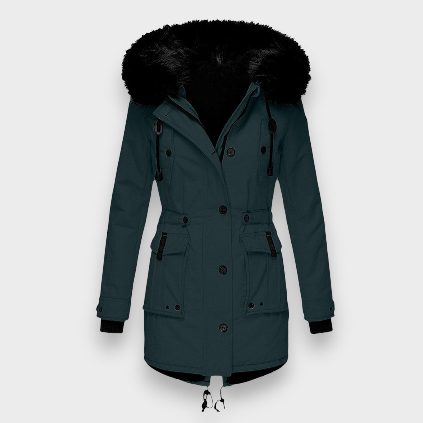 Elegante abrigo de invierno para mujer con capucha